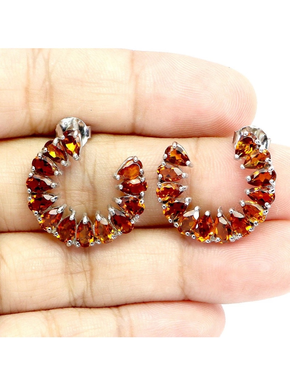 Stunning Natural Amber Citrine Pear cut 5x3mm in 925 Sterling Silver Earrings